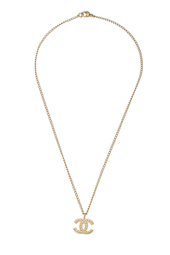 Gold Quilted 'CC' Necklace, , large image number 0