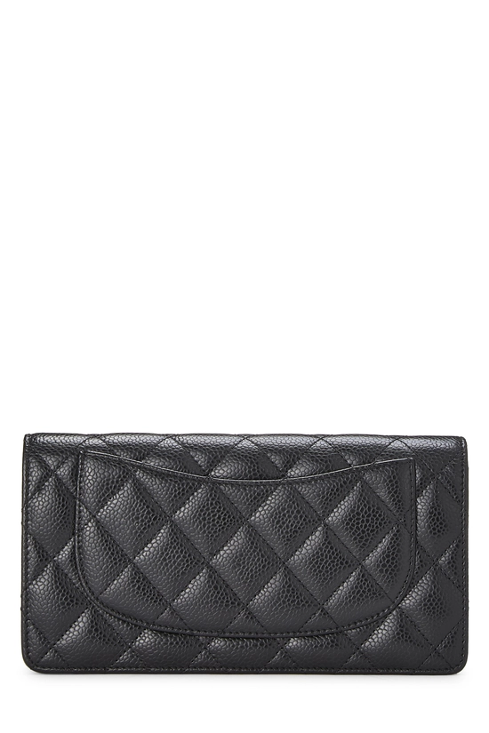 Black Quilted Caviar Classic Long Yen Wallet, , large image number 2