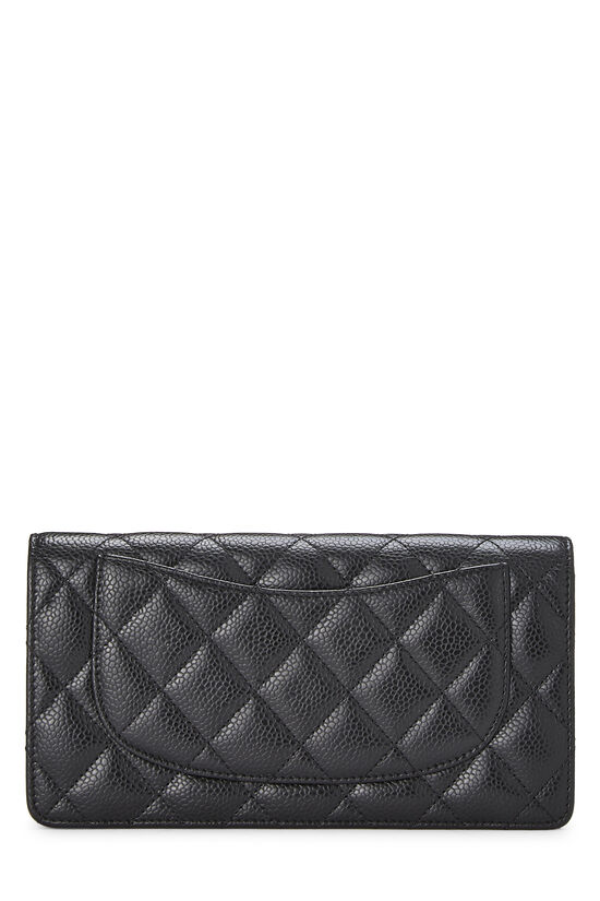 Black Quilted Caviar Classic Long Yen Wallet, , large image number 2
