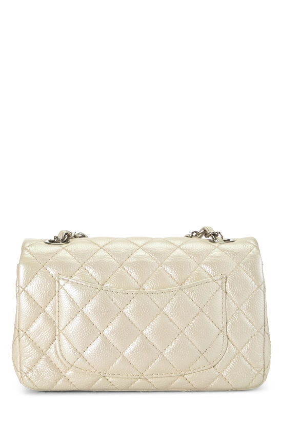 Cream Quilted Caviar Rectangular Flap Mini, , large image number 3