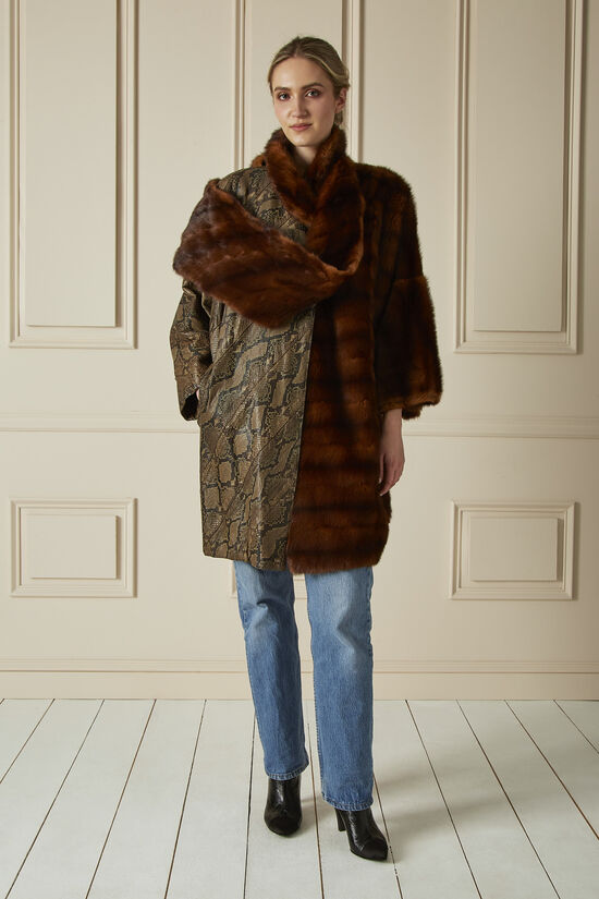 Fendi Multicolor Fur & Snakeskin Coat 60FDW-039