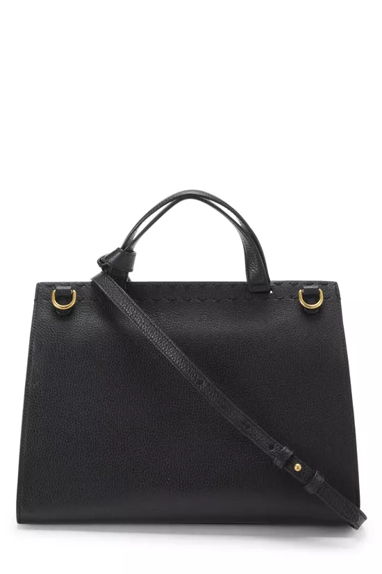 Black Leather GG Marmont Top Handle Flap Bag Small, , large image number 3