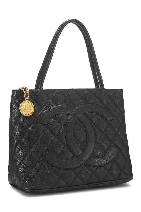 Chanel Black Quilted Caviar Medallion Tote Q6B02H0FKB496 | WGACA