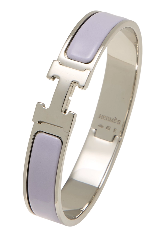 Purple Enamel Silver Clic-Clac 'H' Bracelet Narrow PM, , large image number 0