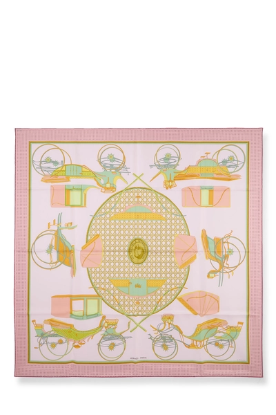 Pink & Multicolor 'Les Voitures a Transformation' Silk Scarf 90