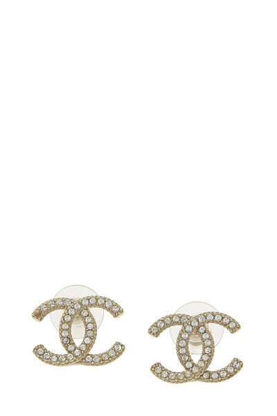 Gold & Crystal 'CC' Earrings