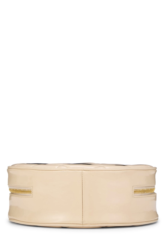 Beige Patent Leather Round 'CC' Handbag, , large image number 4