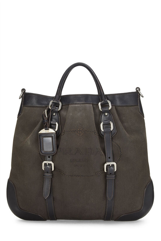 Brown Jacquard Fabric Convertible Handbag, , large image number 0