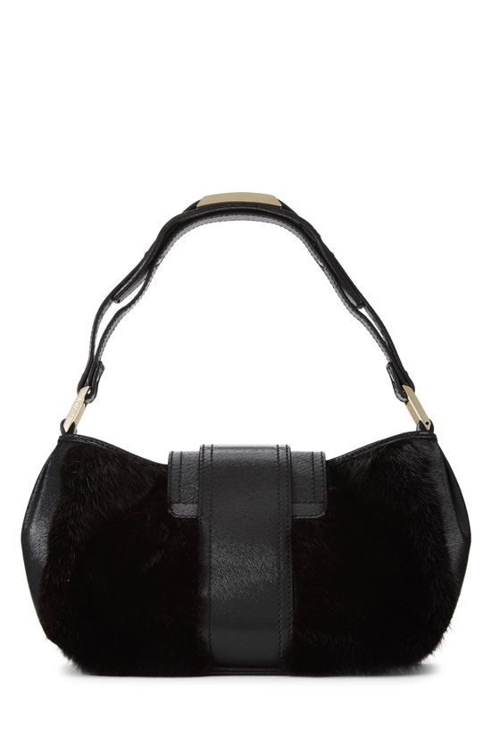 Black Fur Logo Flap Baguette, , large image number 3