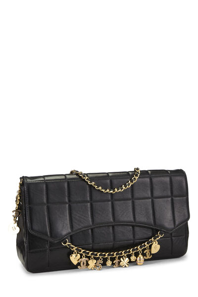 Black Lambskin Chocolate Bar Charms Shoulder Bag, , large