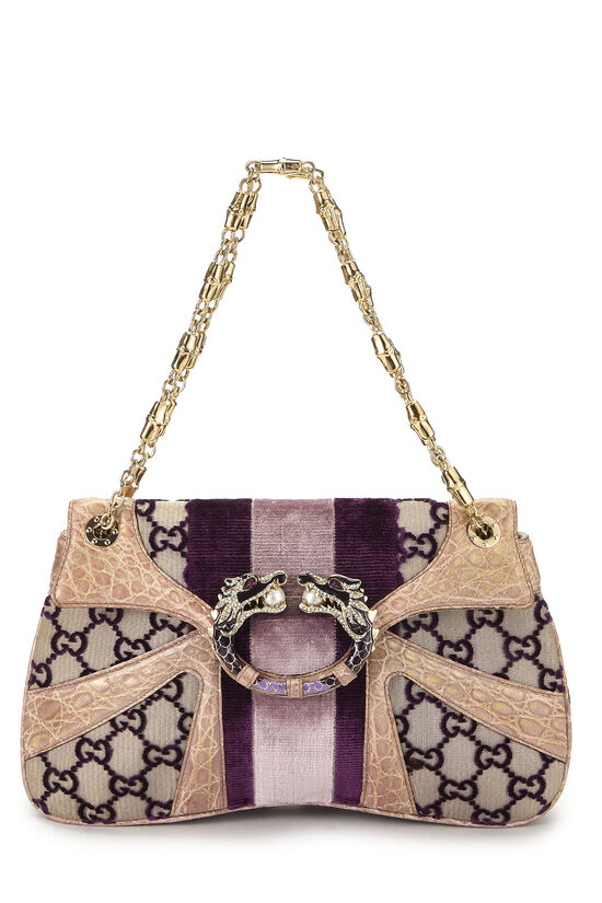 Purple Velvet Dragon Shoulder Bag, , large image number 0