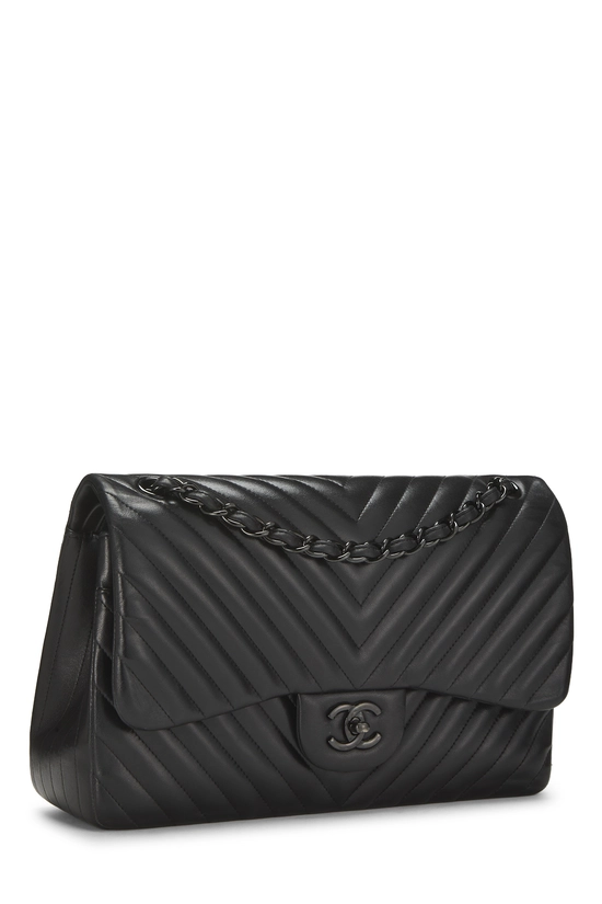 Black Quilted Lambskin So Black Chevron New Classic Jumbo, , large image number 1