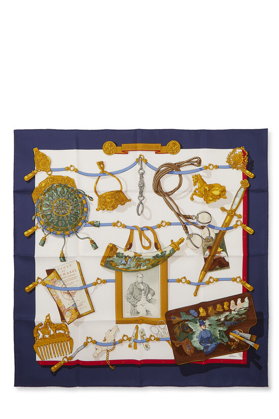 Blue & Multicolor 'Memoire d'Hermes' Silk Scarf 90, , large image number 0