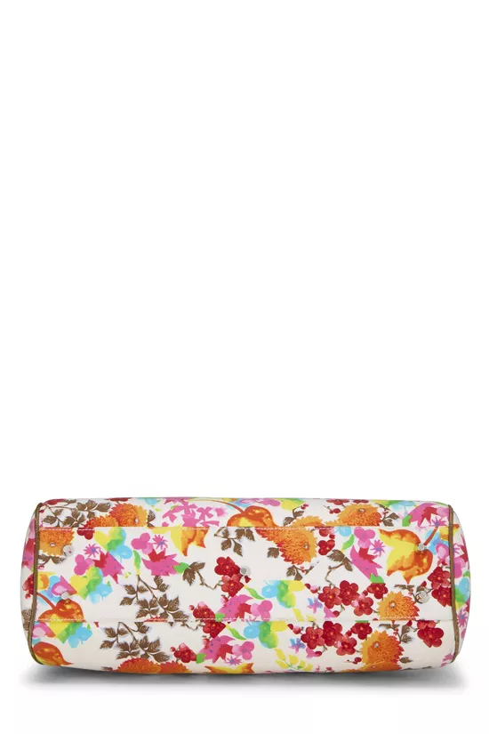 Multicolored Floral Canvas Frame Satchel Handbag, , large image number 4