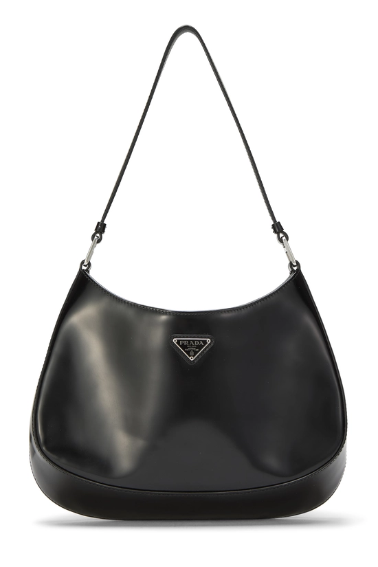 Black Spazzolato Leather Cleo Shoulder Bag, , large image number 0