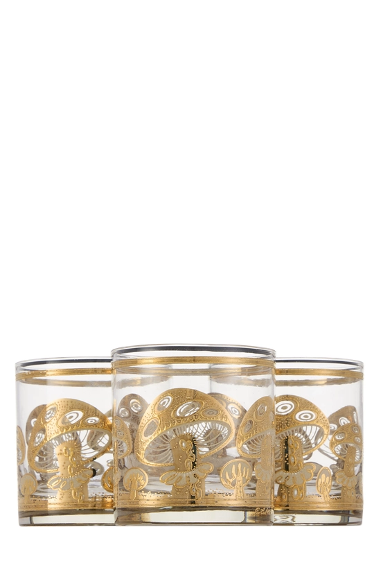 Gold 22k Gilded Mushroom Motif Glassware Set of 3, , large image number 2