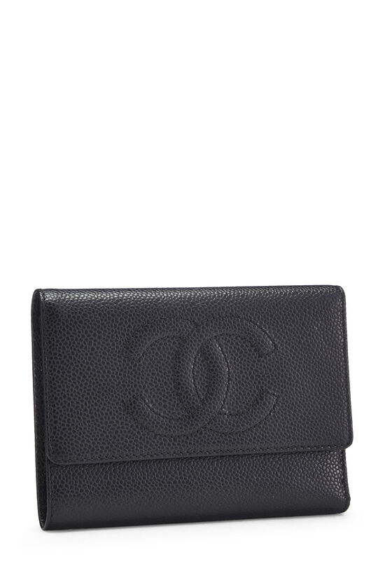 CHANEL Caviar Quilted Small Flap Wallet Black 173662