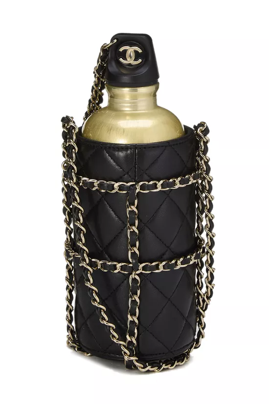 Black Lambskin Water Bottle Holder & Bottle, , large image number 3