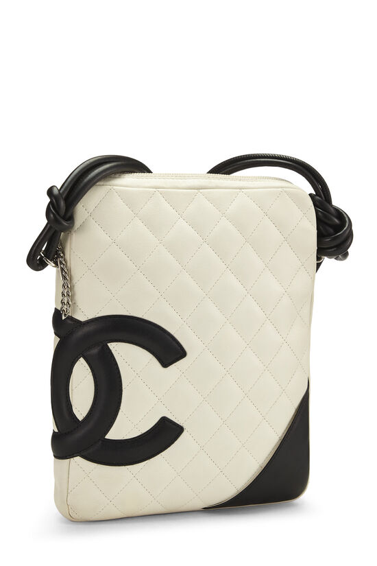 chanel white and black purse leather