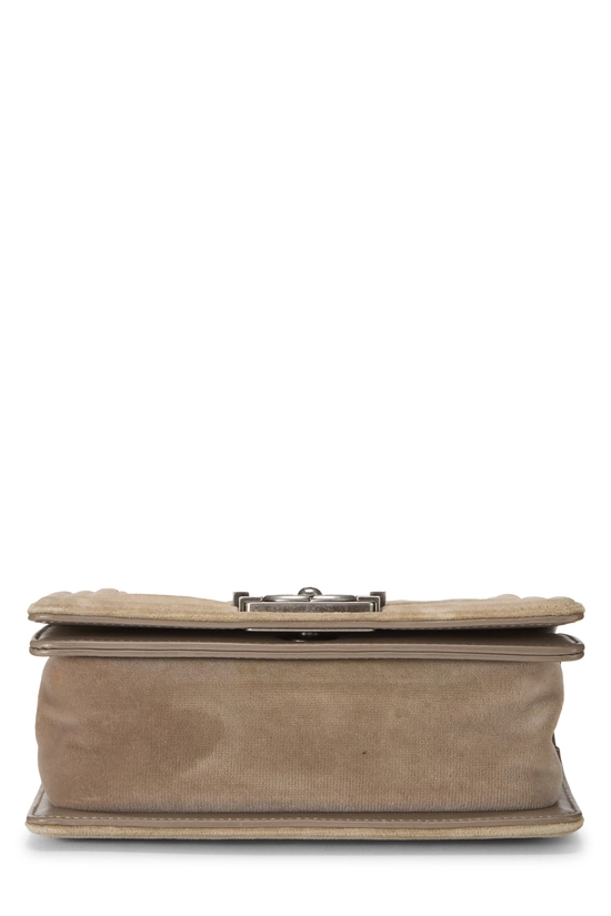 Beige Quilted Velvet Boy Bag Small, , large image number 4