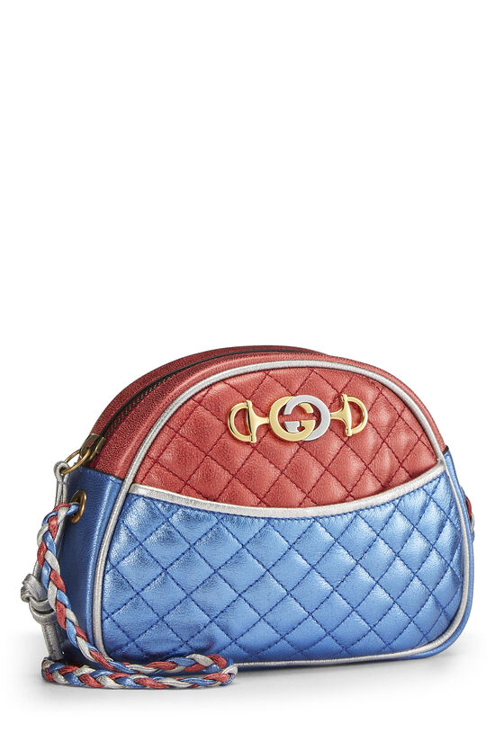 Red & Blue Quilted Leather Trapuntata Crossbody Bag Mini, , large image number 2