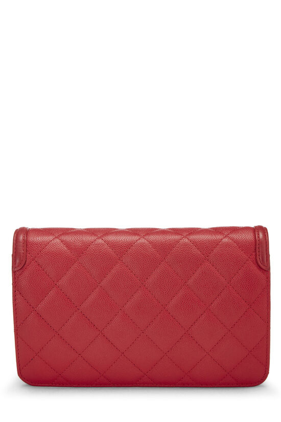 Red Quilted Caviar Leather Filigree CC Wallet on Chain (WOC), , large image number 4