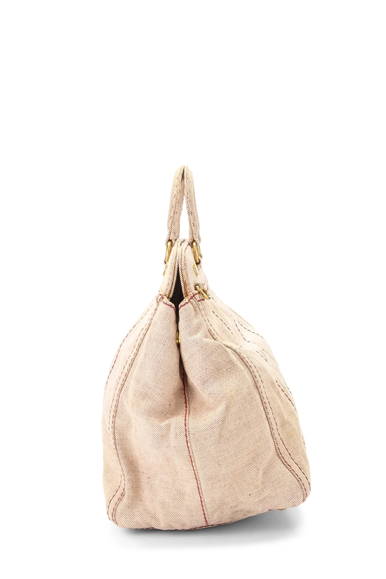 Beige Canvas Canapa Logo Tote, , large image number 2