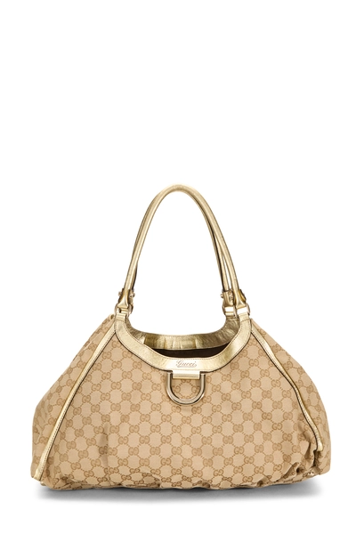 Gucci Gold Original GG Canvas D-Ring Abbey Tote Large