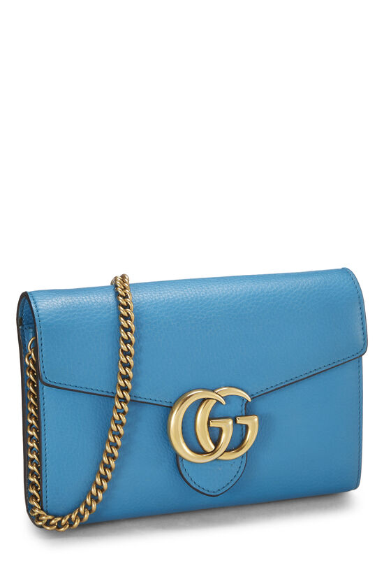 Blue Leather GG Marmont Wallet On Chain (WOC) Mini, , large image number 1