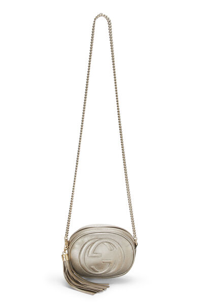 Gold Grained Leather Soho Round Chain Bag Mini, , large