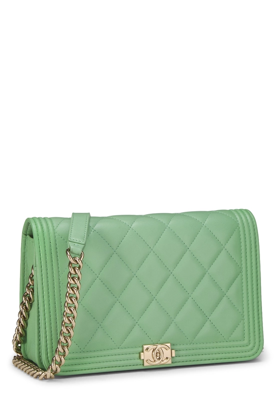 Green Lambskin Boy Wallet on Chain (WOC), , large image number 1