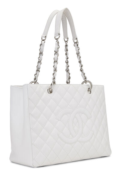 White Quilted Caviar Grand Shopping Tote (GST), , large