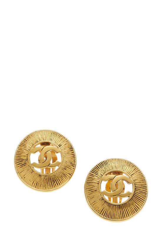 Chanel Gold CC Sunburst Stud Earrings