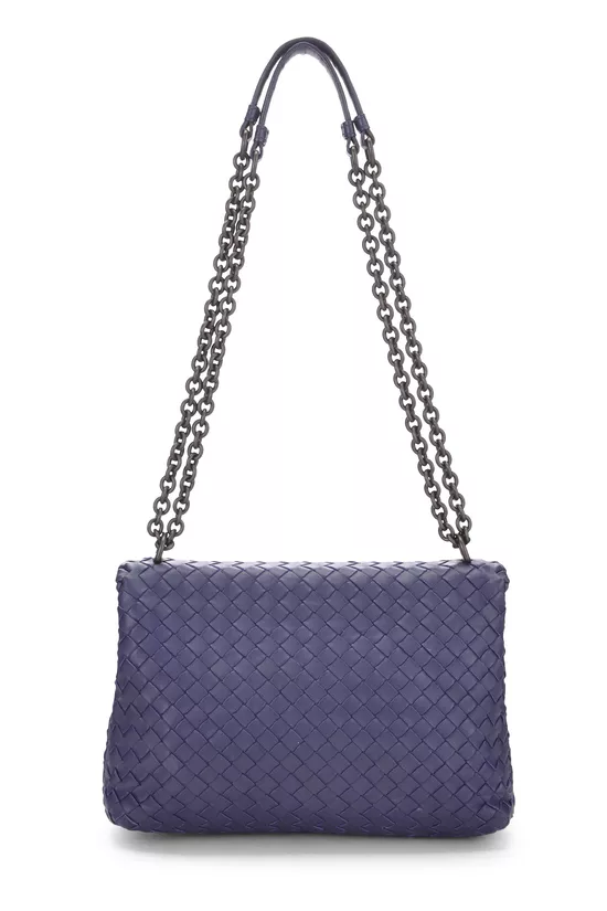 Purple Intrecciato Leather Olimpia Shoulder Bag Medium, , large image number 3