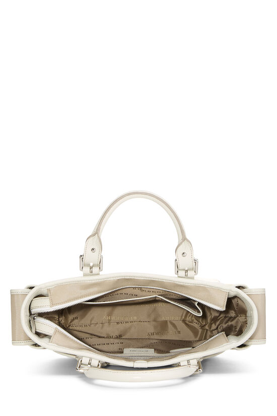 White Nylon Check Satchel Handbag Small, , large image number 5