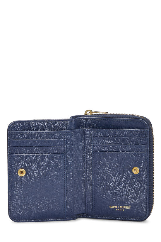 Navy Grained Leather Compact Zip Wallet, , large image number 3