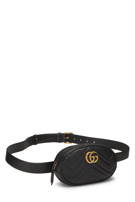 Black Leather GG Marmont Belt Bag 85, , large image number 1
