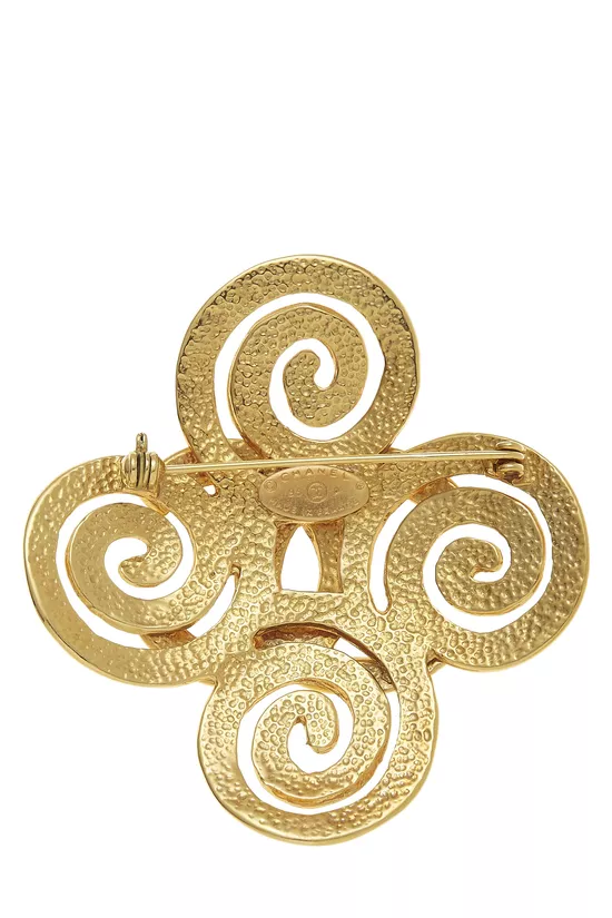 Gold 'CC' Swirl Pin Large, , large image number 1