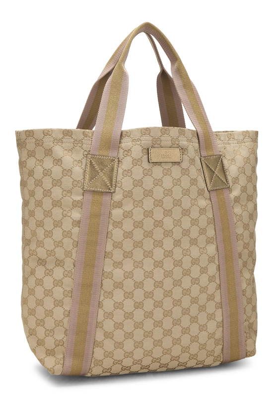Gold GG Canvas Flat Web Tote, , large image number 1