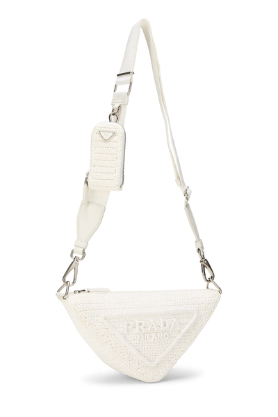 Prada White Raffia Triangle Shoulder Bag — photo 2