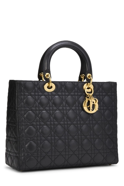 Black Cannage Quilted Lambskin Lady Dior Large, , large
