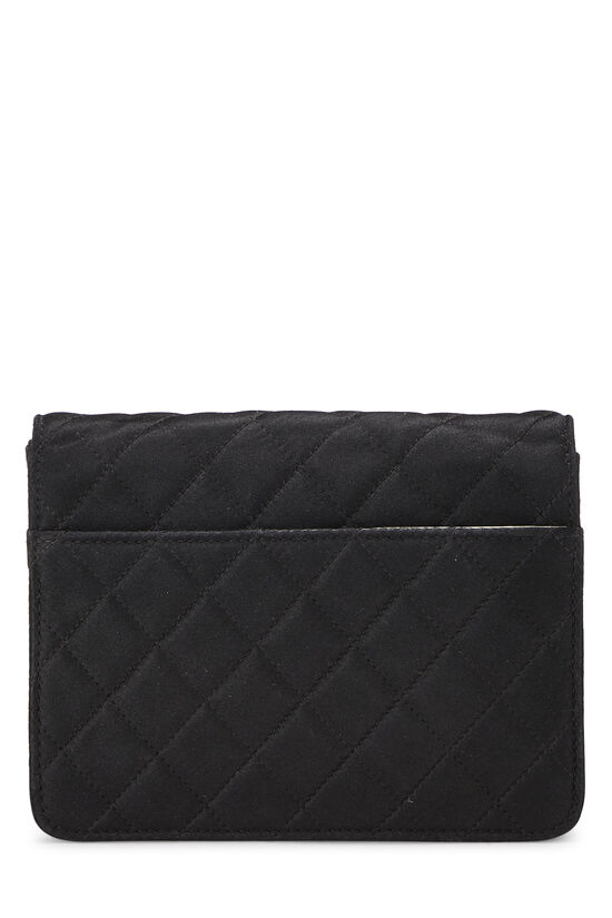 Black Quilted Satin Half Flap Micro