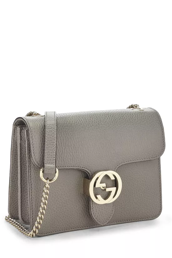 Grey Leather Interlocking Crossbody, , large image number 1