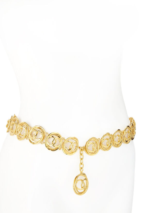 Gold 'CC' Circle Chain Belt, , large image number 1