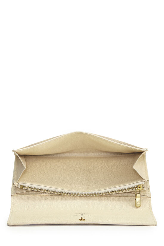 Louis Vuitton Sarah Portefeuille Wallet Damier Azur Leather Bag White Purse
