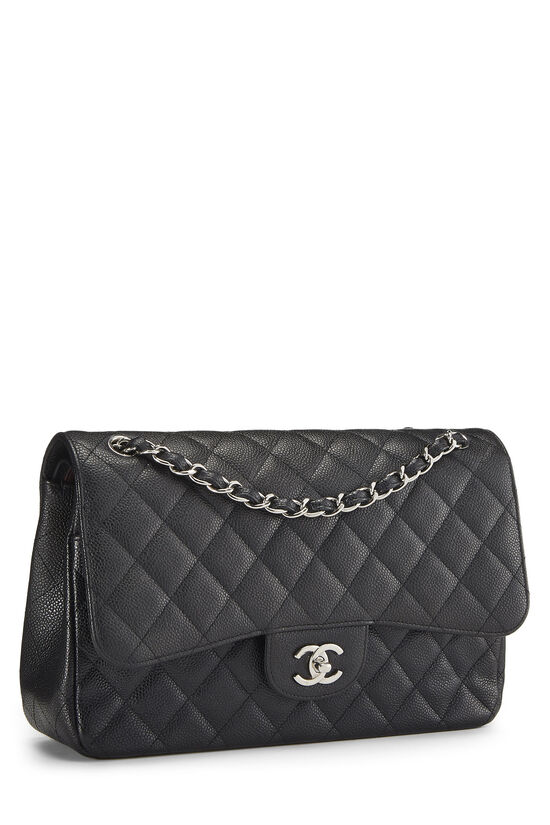 Chanel Black Quilted Caviar Leather New Classic Jumbo