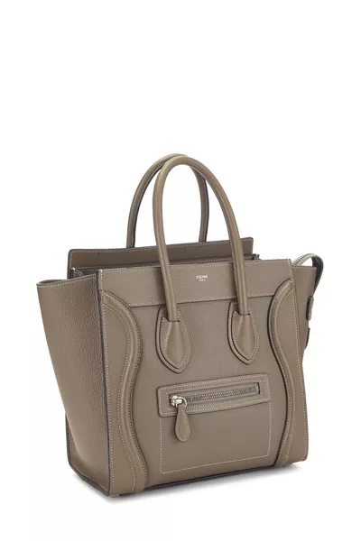 Grey Drummed Calfskin Luggage Micro, , large