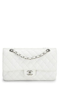 Chanel - White Quilted Lambskin Classic Double Flap Medium