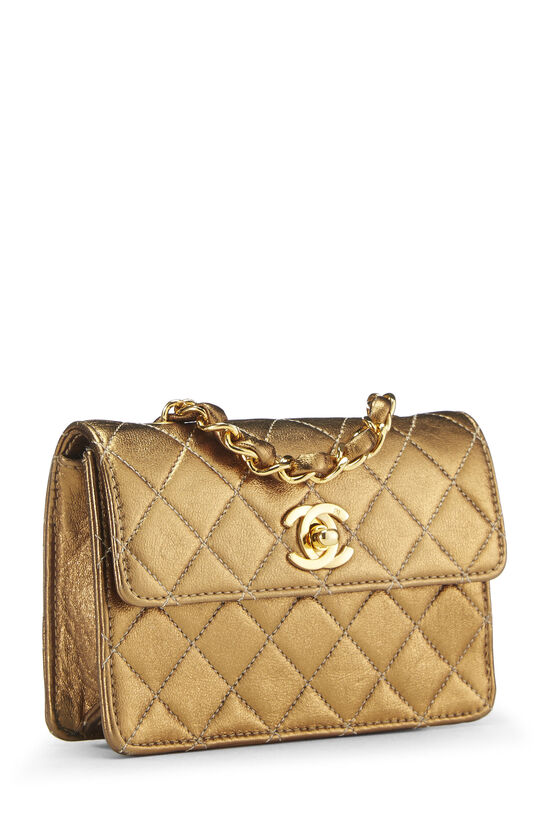 Gold Quilted Lambskin Half Flap Micro, , large image number 1