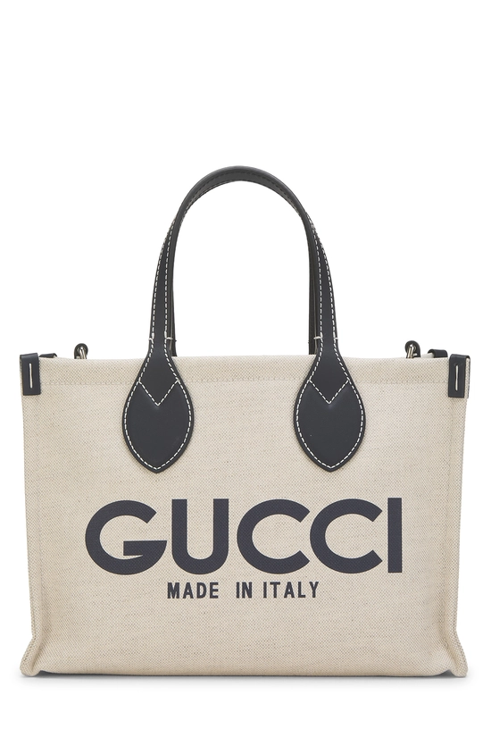 Beige & Navy Canvas Logo Tote Mini, , large image number 0
